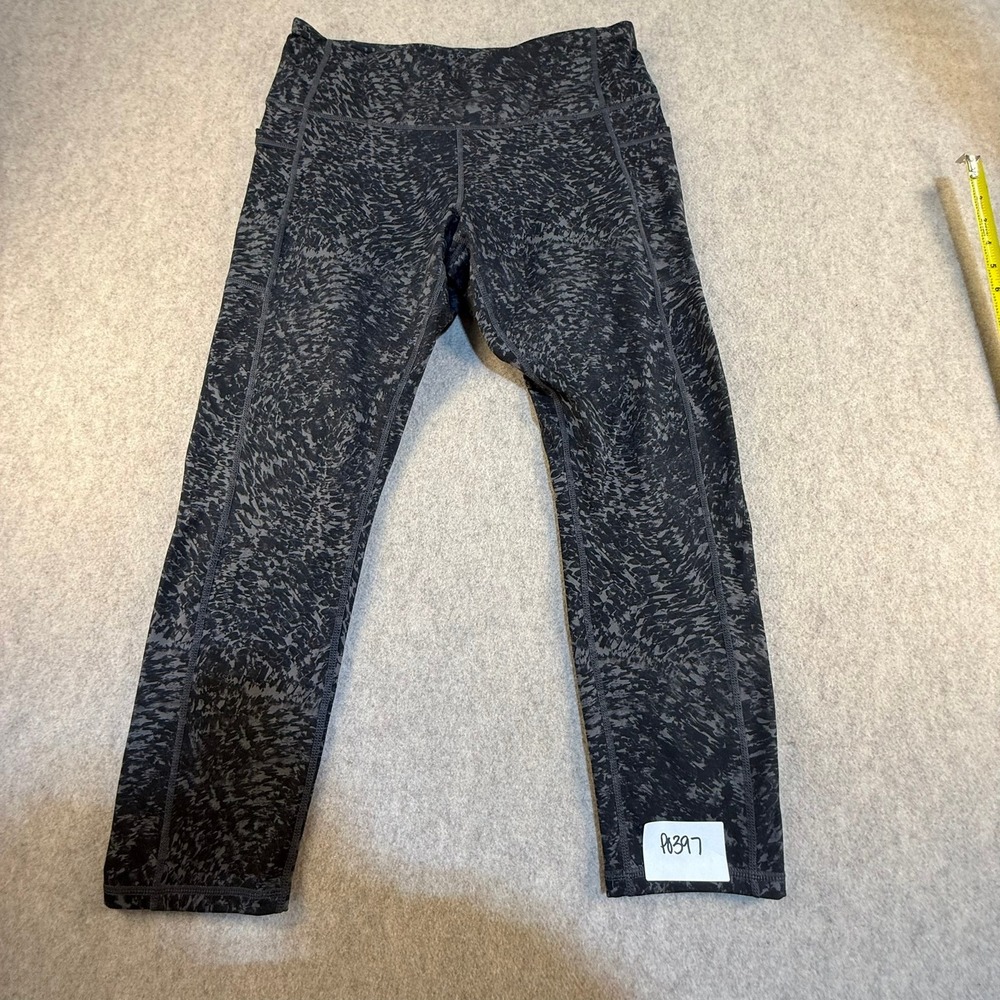 Dip Women XL Gray Black Abstract High Waist Leggings Side Pockets‎ Eco-Friendly